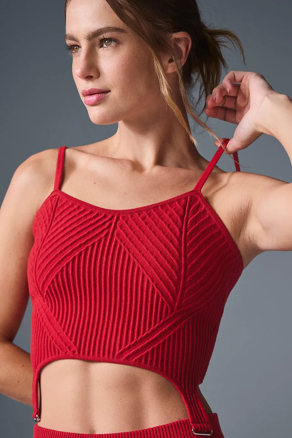 Denim Knit Garter Tank - Bold Red/Dark Bold Red sold by Alo Yoga product image thumbnail 4