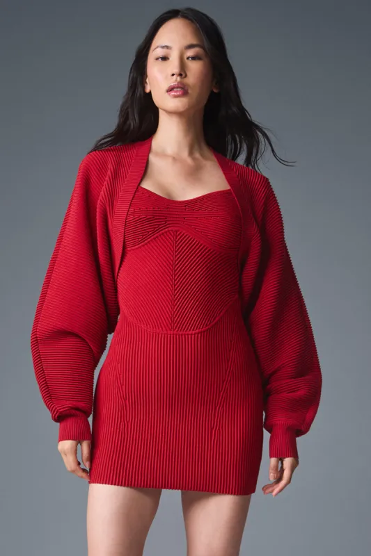 Denim Knit Shawl - Bold Red/Dark Bold Red sold by Alo Yoga