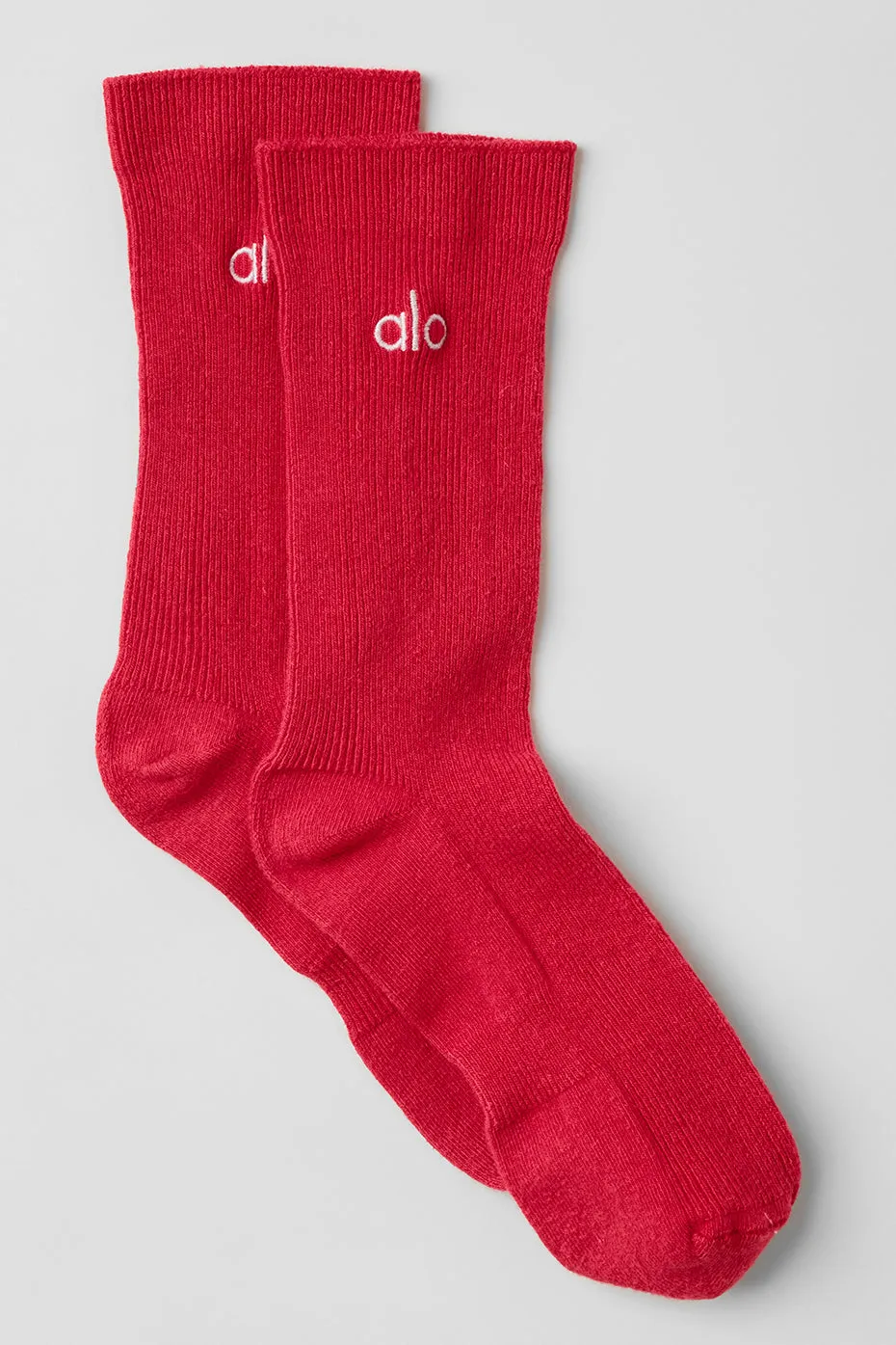 Unisex Half-Crew Understated Sock - Bold Red sold by Alo Yoga