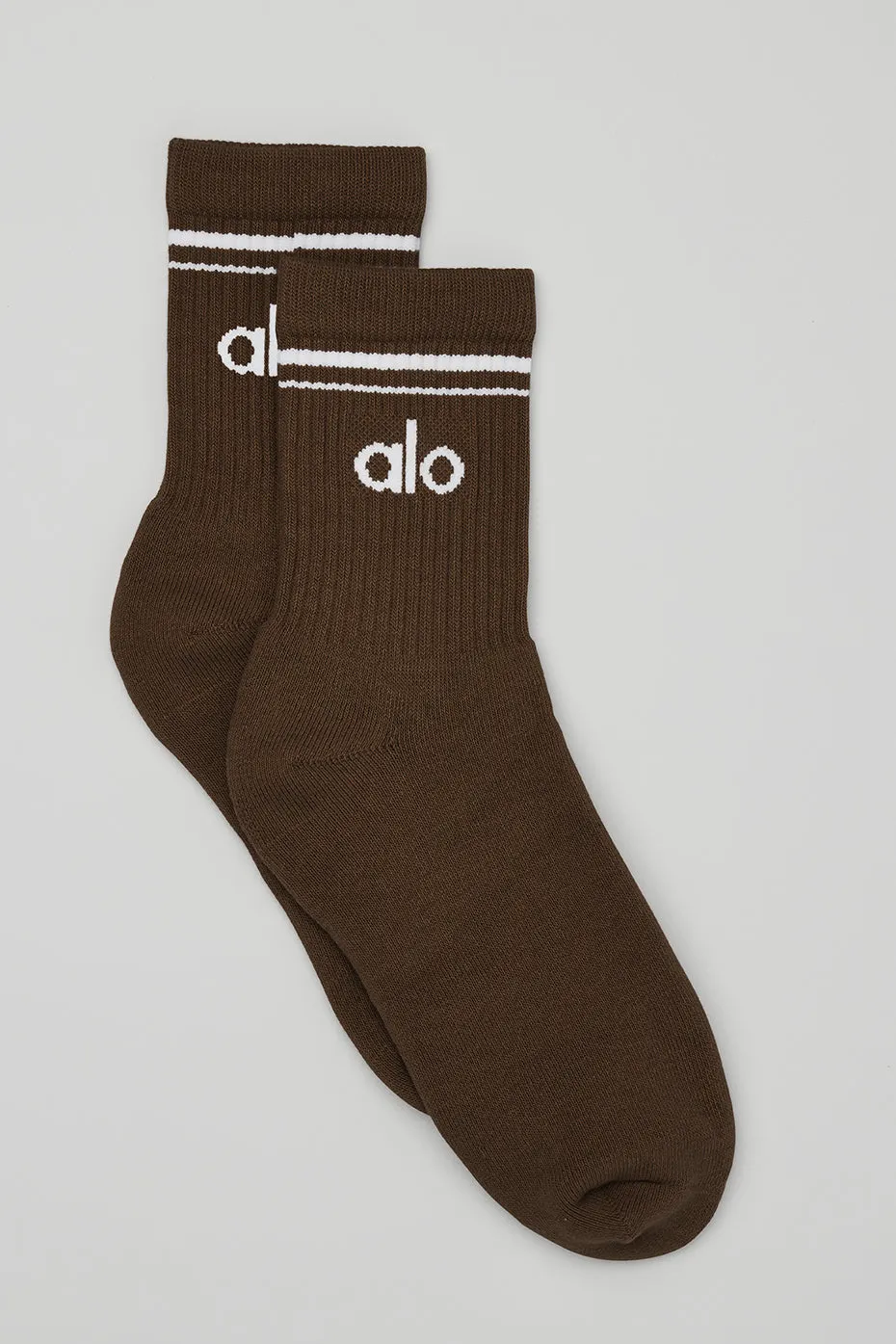 Unisex Half-Crew Throwback Sock - Espresso/White sold by Alo Yoga