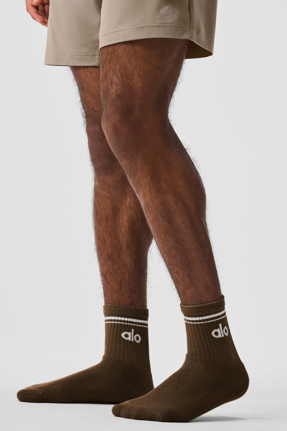 Unisex Half-Crew Throwback Sock - Espresso/White sold by Alo Yoga product image thumbnail 4