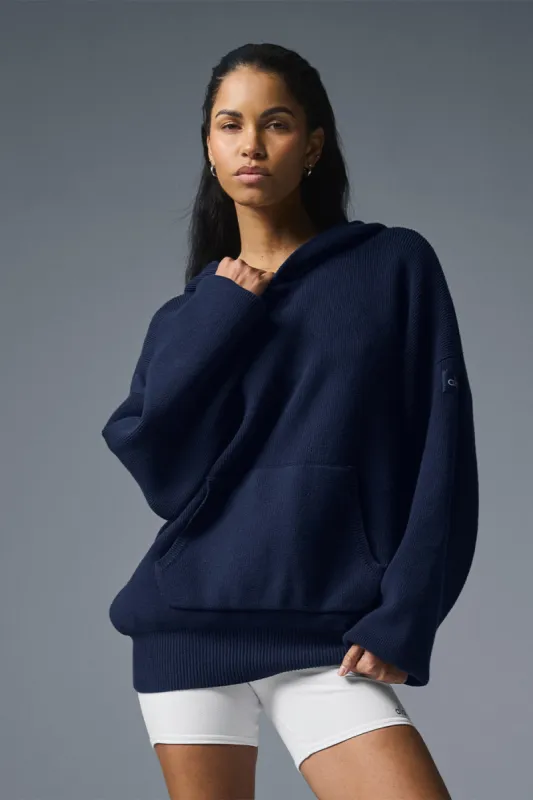 Scholar Hooded Sweater - Navy made by Alo Yoga
