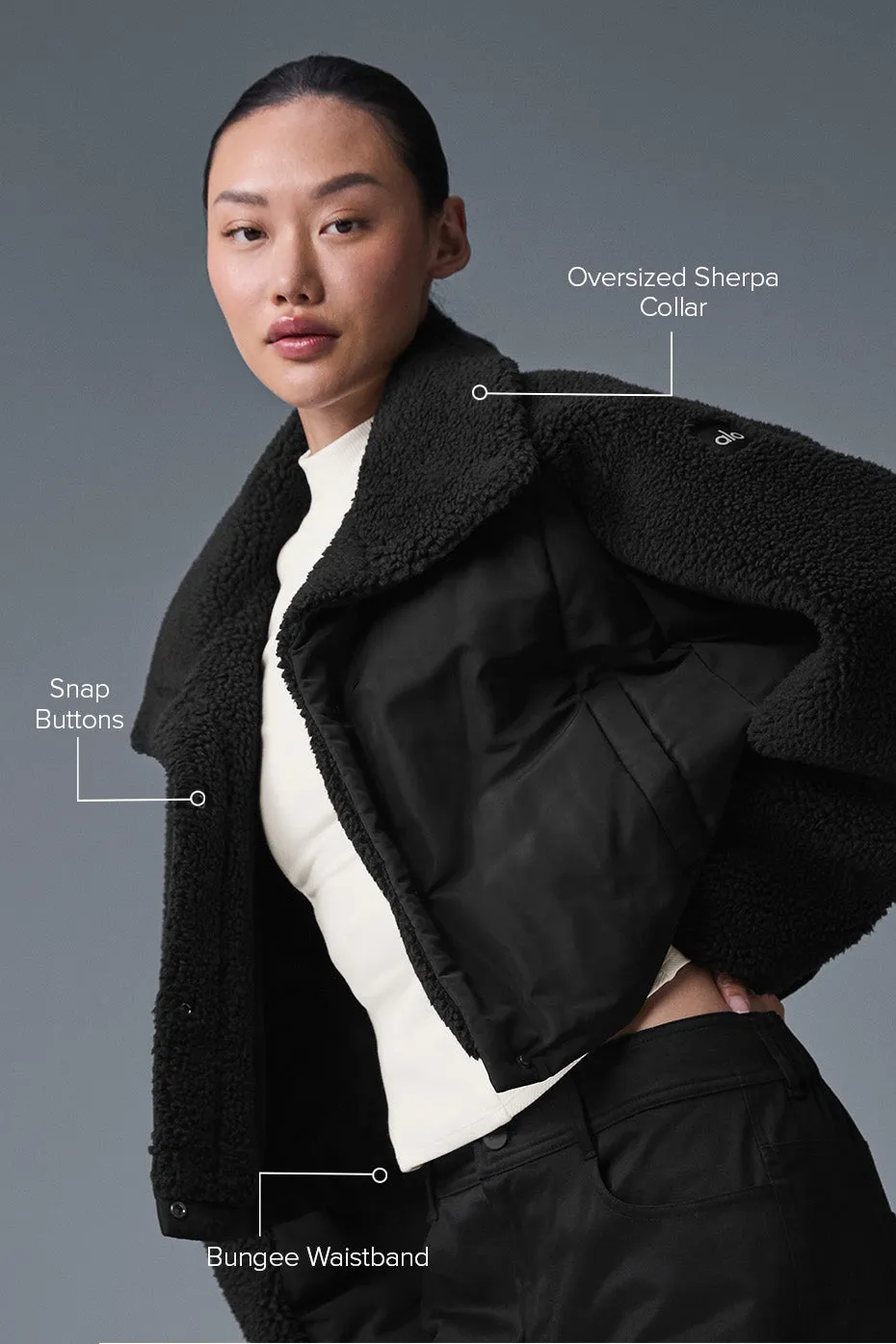 Sherpa Cozy Escape Puffer - Black/Black sold by Alo Yoga product image thumbnail 2