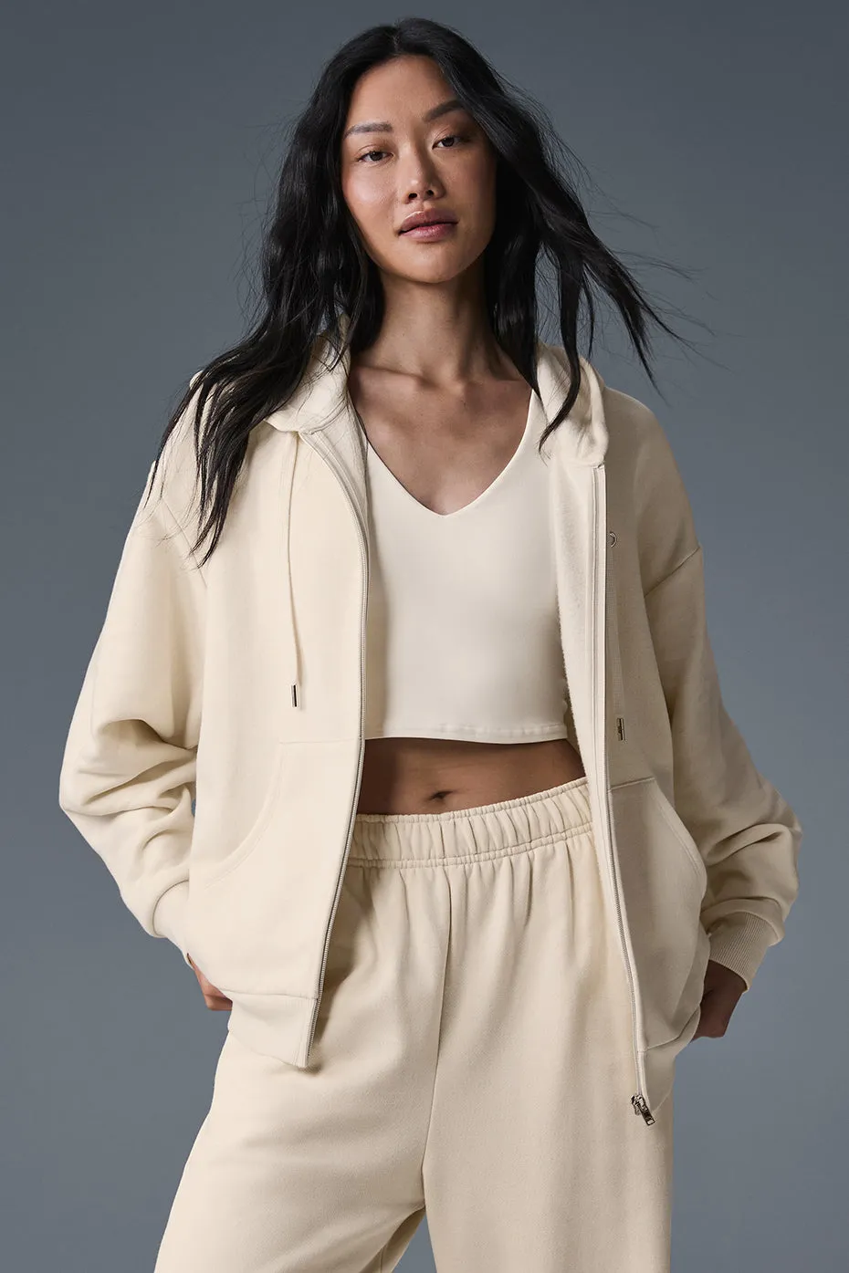 Accolade Full Zip Hoodie - Oat Milk sold by Alo Yoga