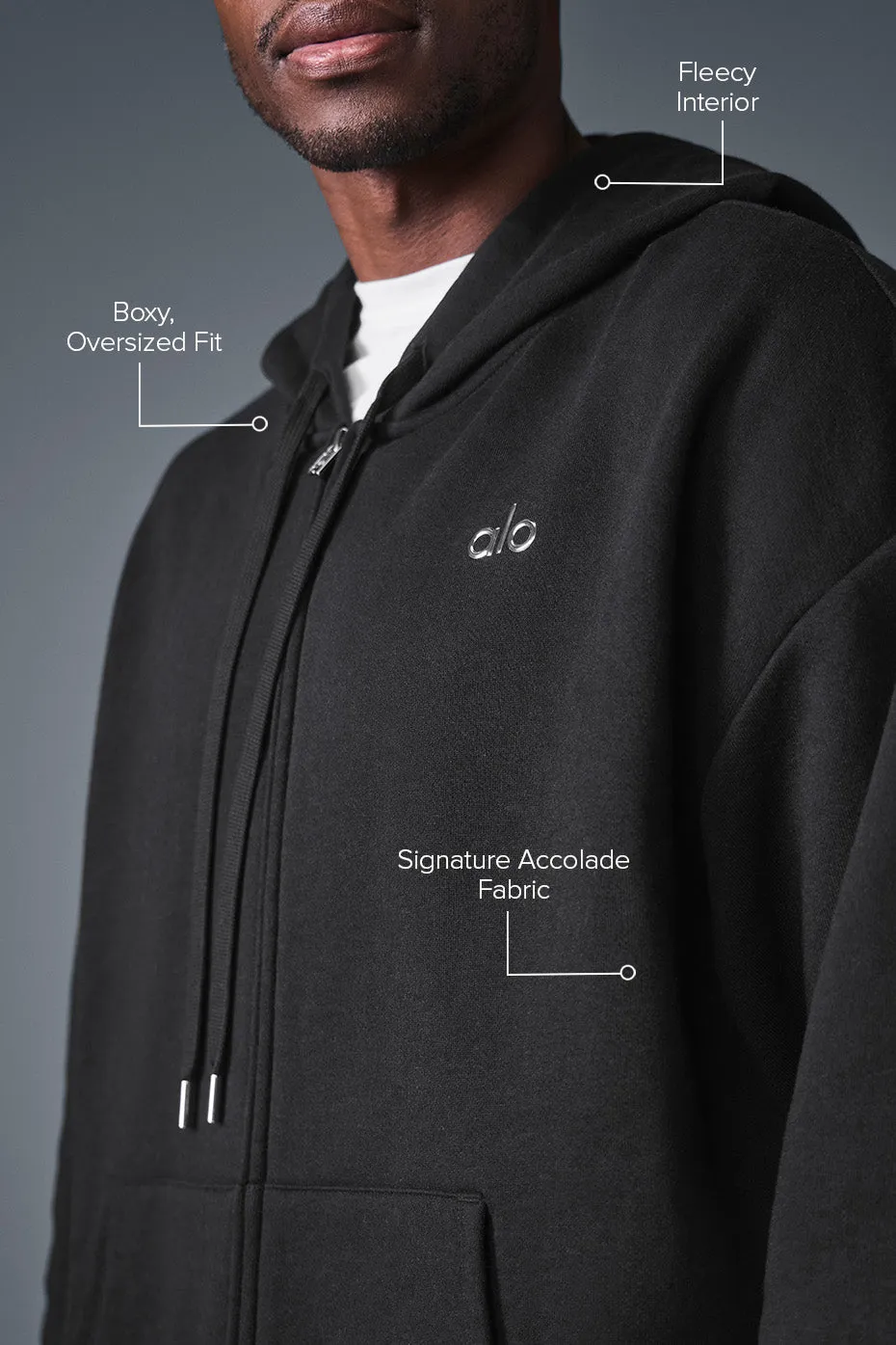 Accolade Full Zip Hoodie - Black sold by Alo Yoga product image thumbnail 2