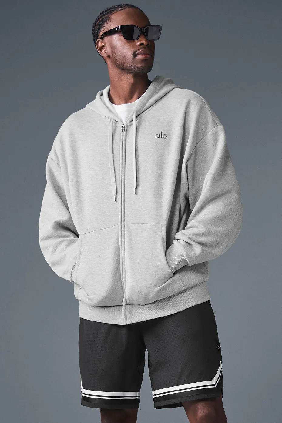 Accolade Full Zip Hoodie - Athletic Heather Grey sold by Alo Yoga