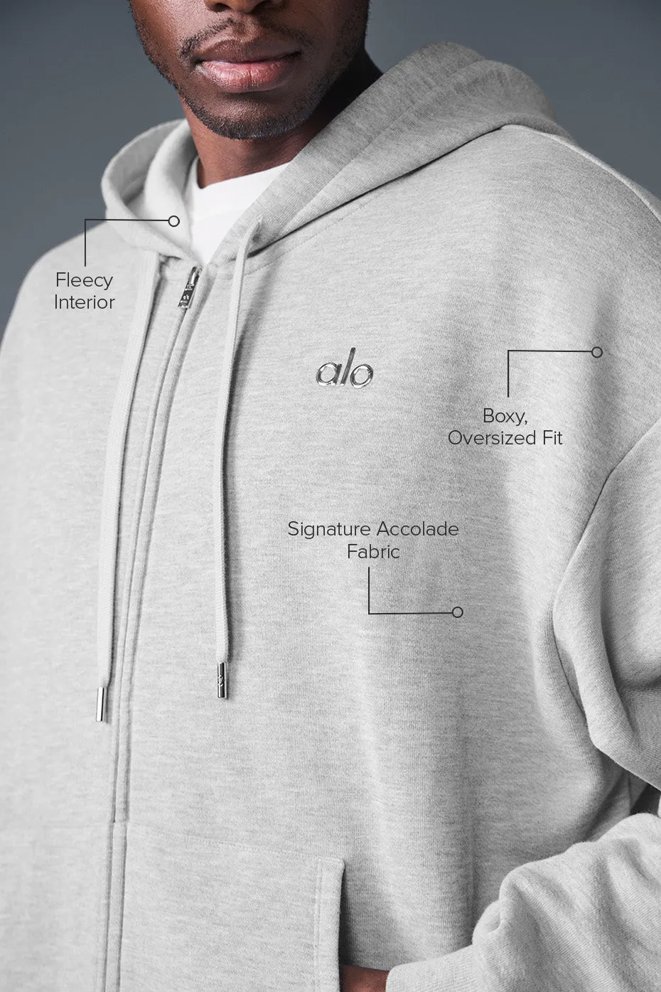 Accolade Full Zip Hoodie - Athletic Heather Grey sold by Alo Yoga product image thumbnail 2