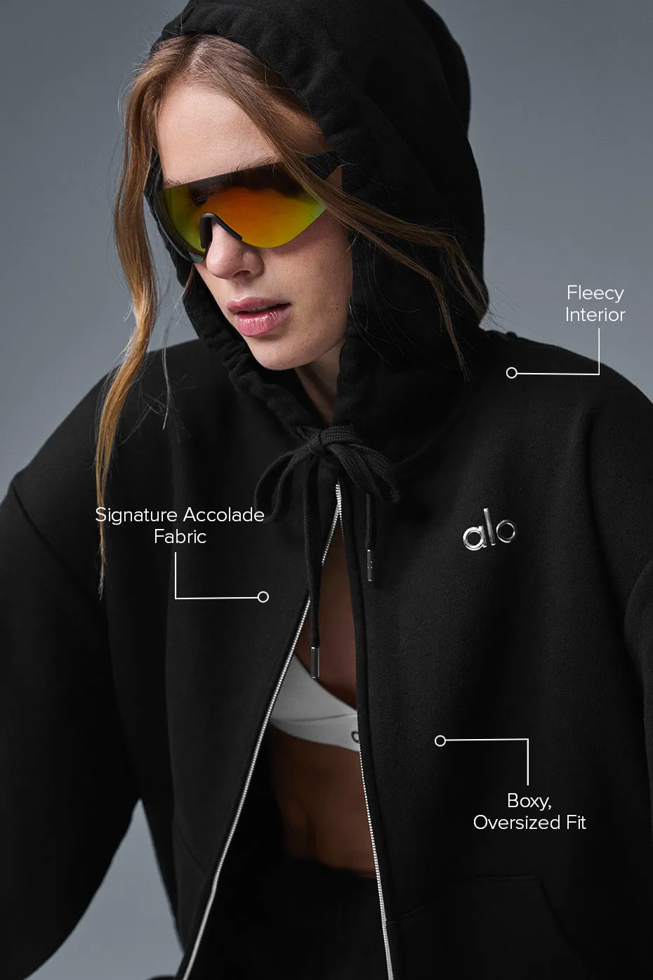 Accolade Full Zip Hoodie - Black sold by Alo Yoga product image thumbnail 2