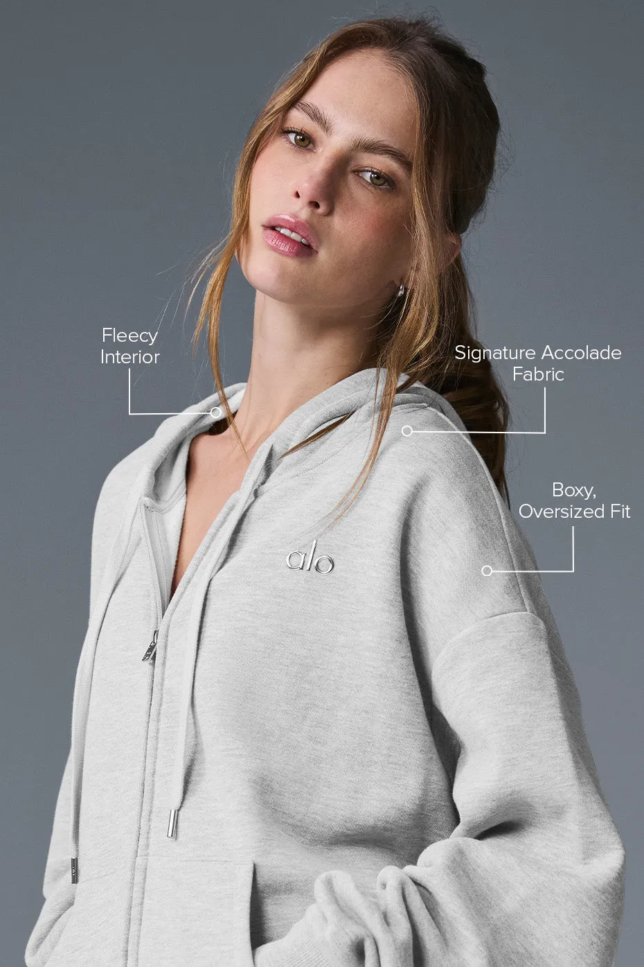 Accolade Full Zip Hoodie - Athletic Heather Grey sold by Alo Yoga product image thumbnail 2