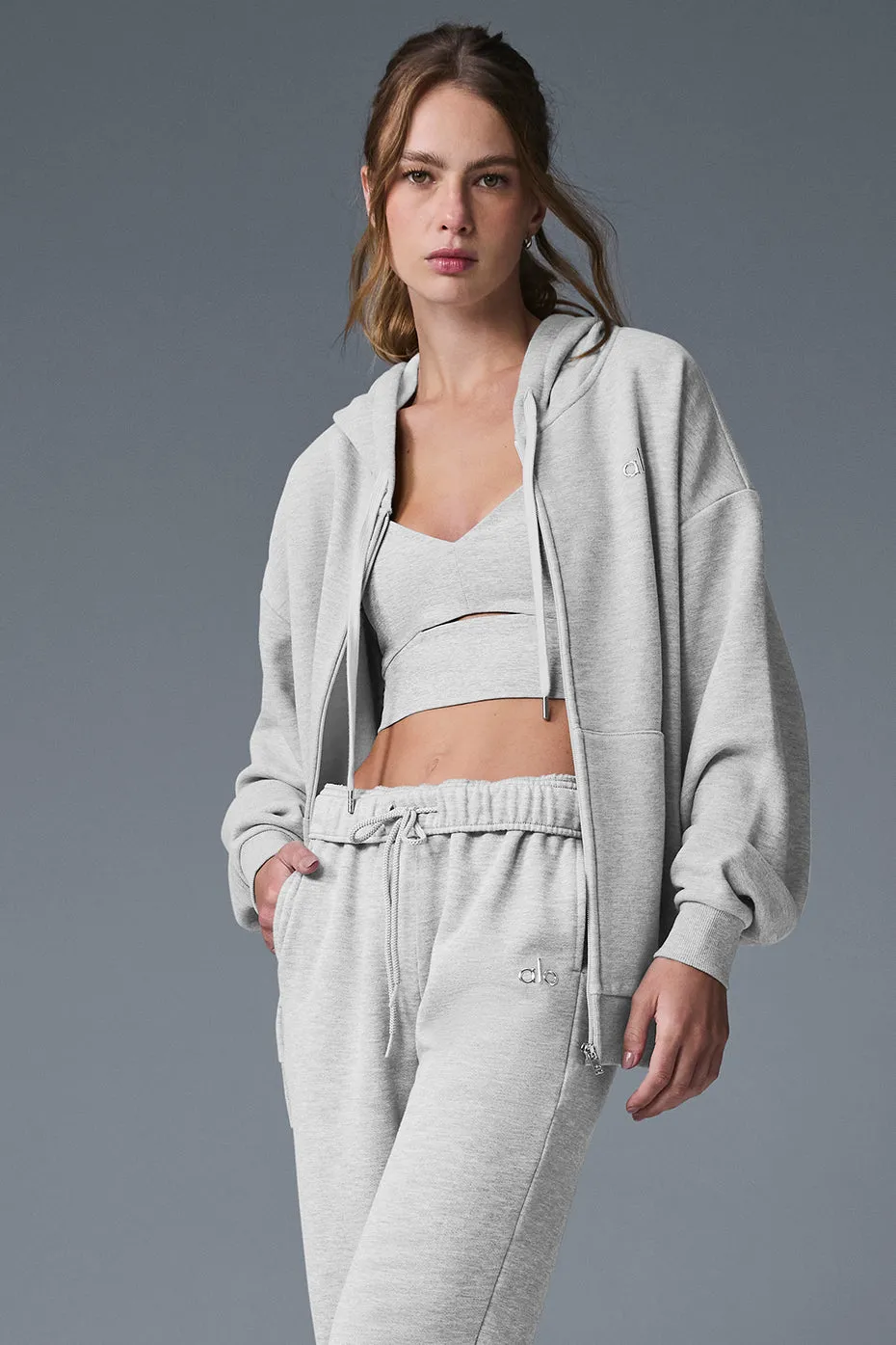 Accolade Full Zip Hoodie - Athletic Heather Grey sold by Alo Yoga