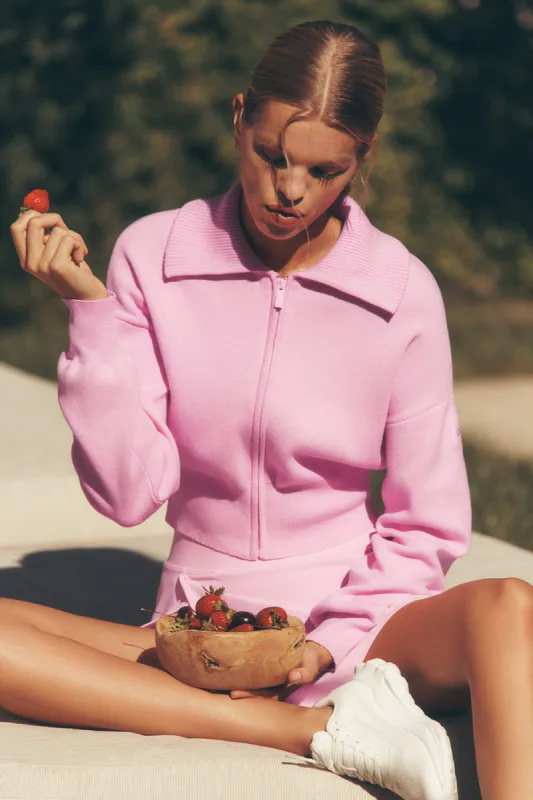 Scholar Knit Cropped Full Zip Jacket - Sweet Pink sold by Alo Yoga