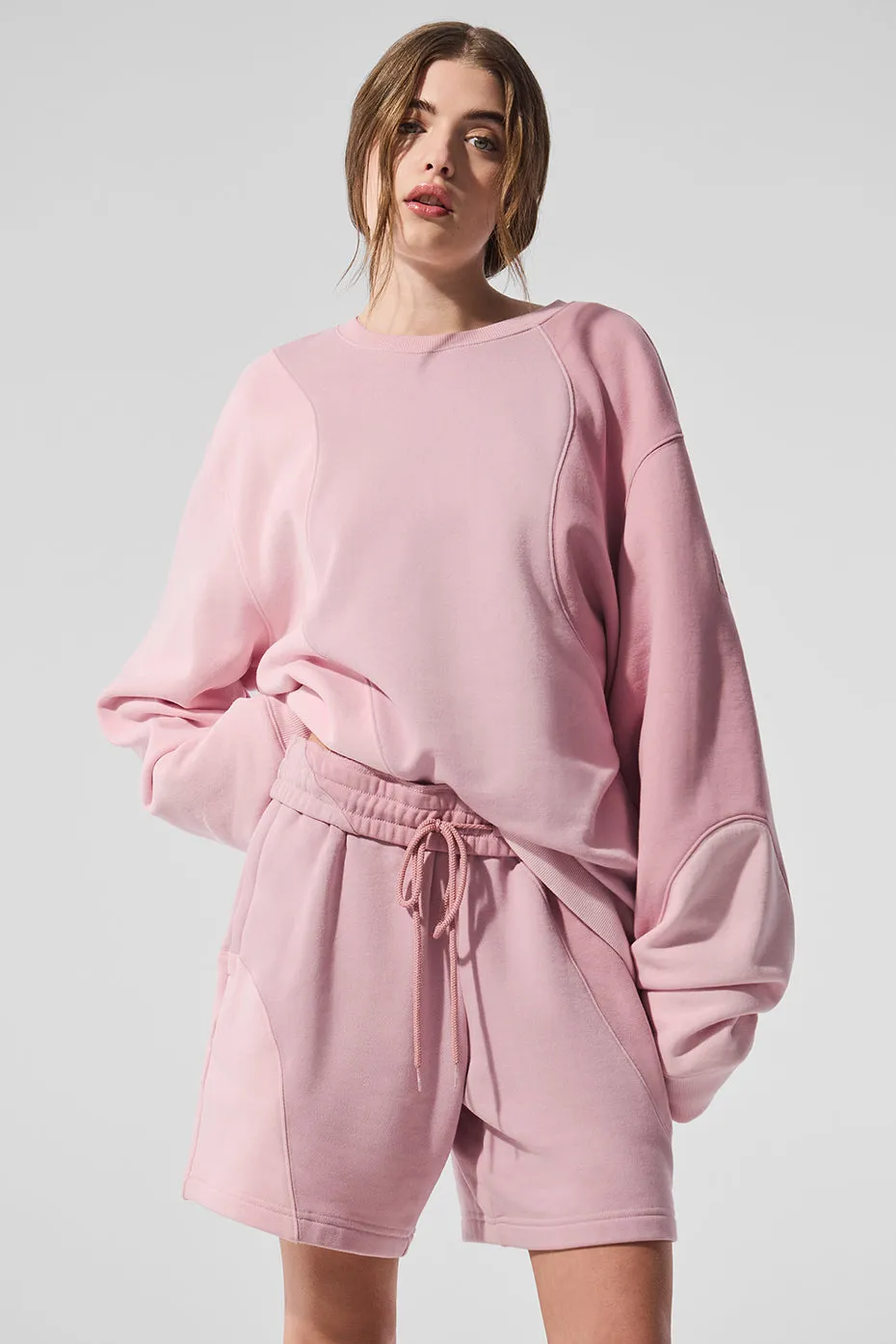 Make Waves Crew Neck Pullover - Sunset Pink Tonal sold by Alo Yoga