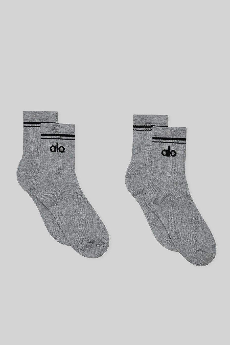 Unisex Half-Crew Throwback Sock (2 Pack) - Athletic Heather Grey sold by Alo Yoga
