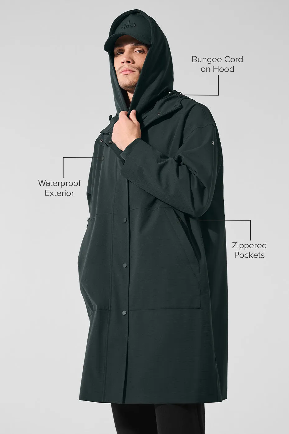 Rain Or Shine Long Coat - Charcoal Green sold by Alo Yoga product image thumbnail 2