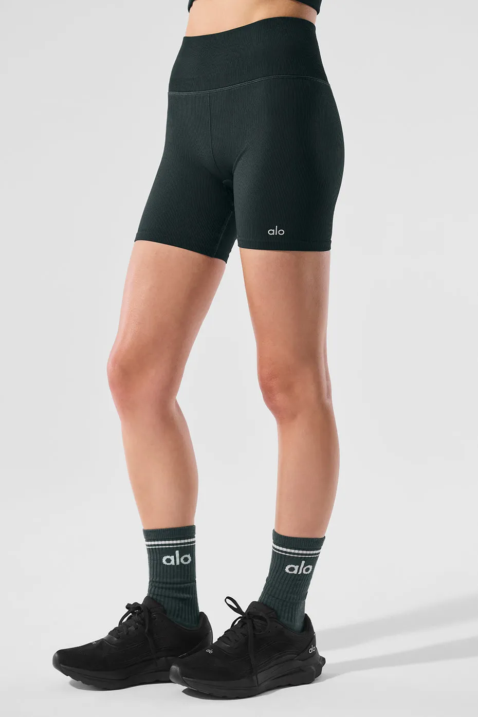 5" Seamless Ribbed Favorite Short - Charcoal Green sold by Alo Yoga product image thumbnail 5