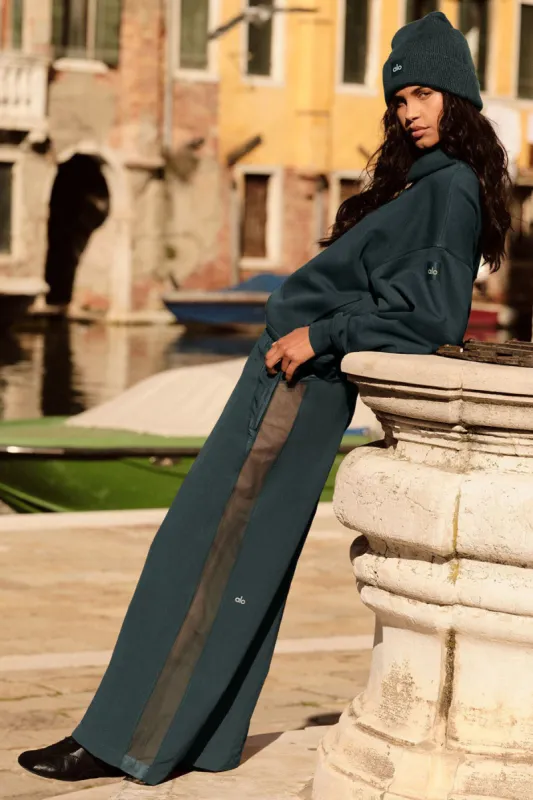 High-Waist Origin Wide Leg Track Pant - Charcoal Green sold by Alo Yoga