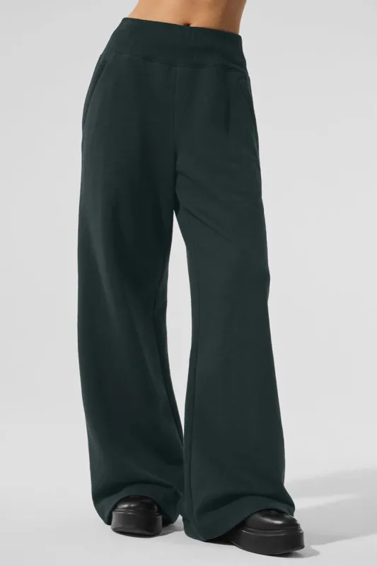 Serenity Wide Leg Sweatpant - Charcoal Green sold by Alo Yoga