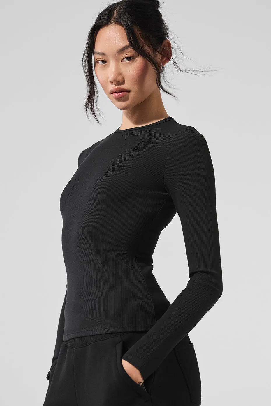 Ribbed Modal Long Sleeve - Black sold by Alo Yoga product image thumbnail 4