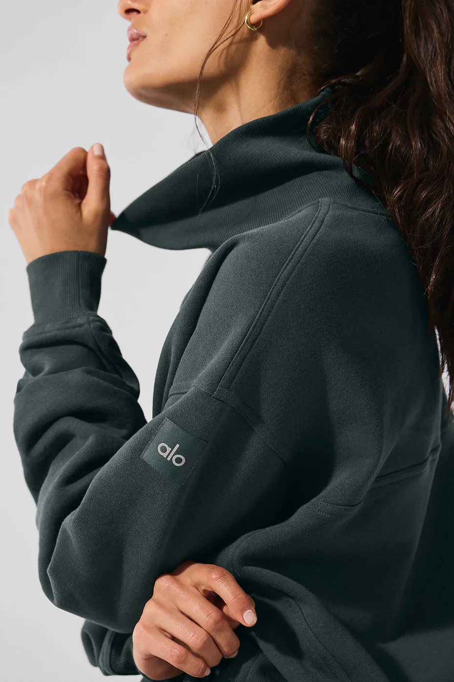 Hazy Mock Neck Pullover - Charcoal Green sold by Alo Yoga product image thumbnail 5