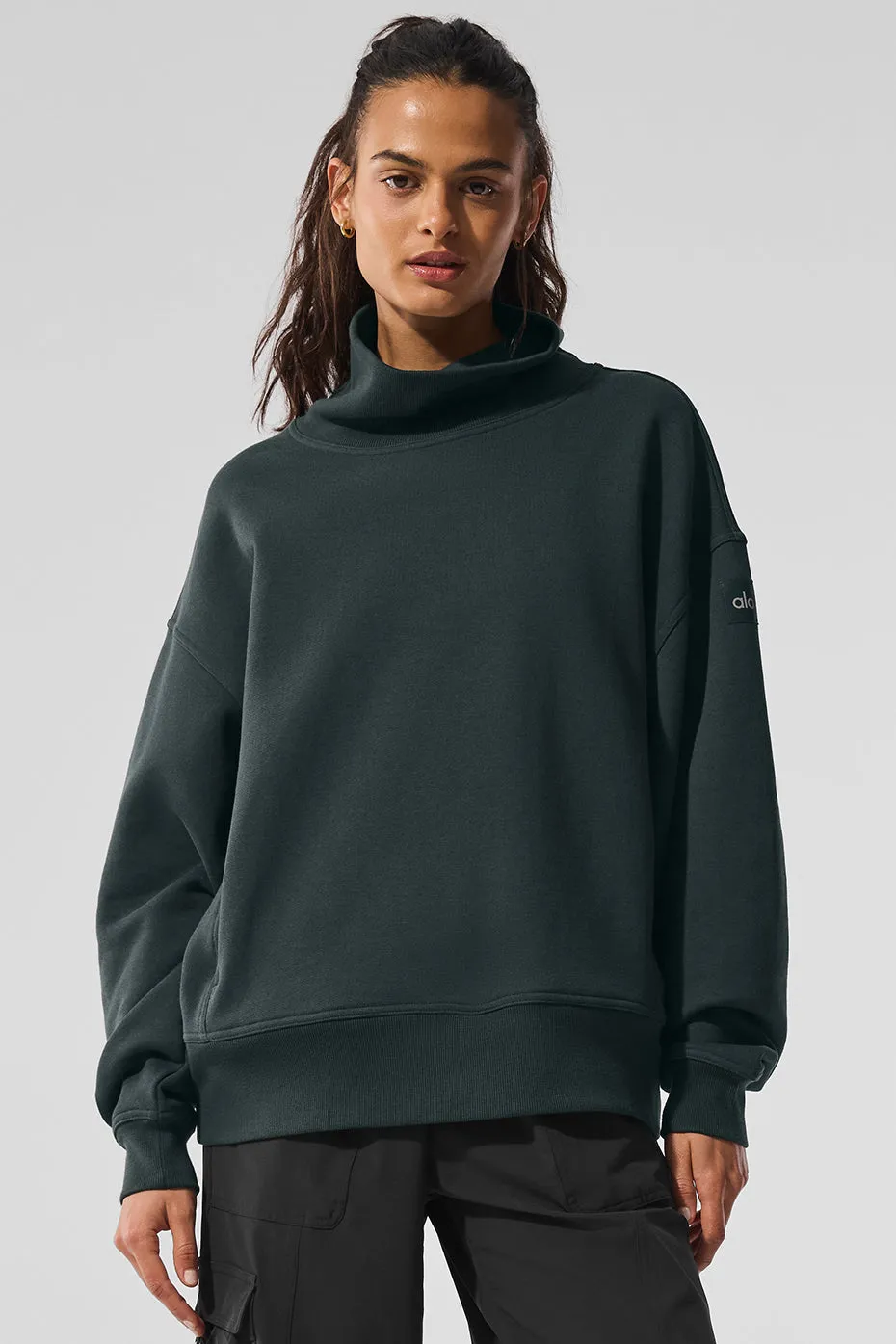 Hazy Mock Neck Pullover - Charcoal Green sold by Alo Yoga product image thumbnail 2