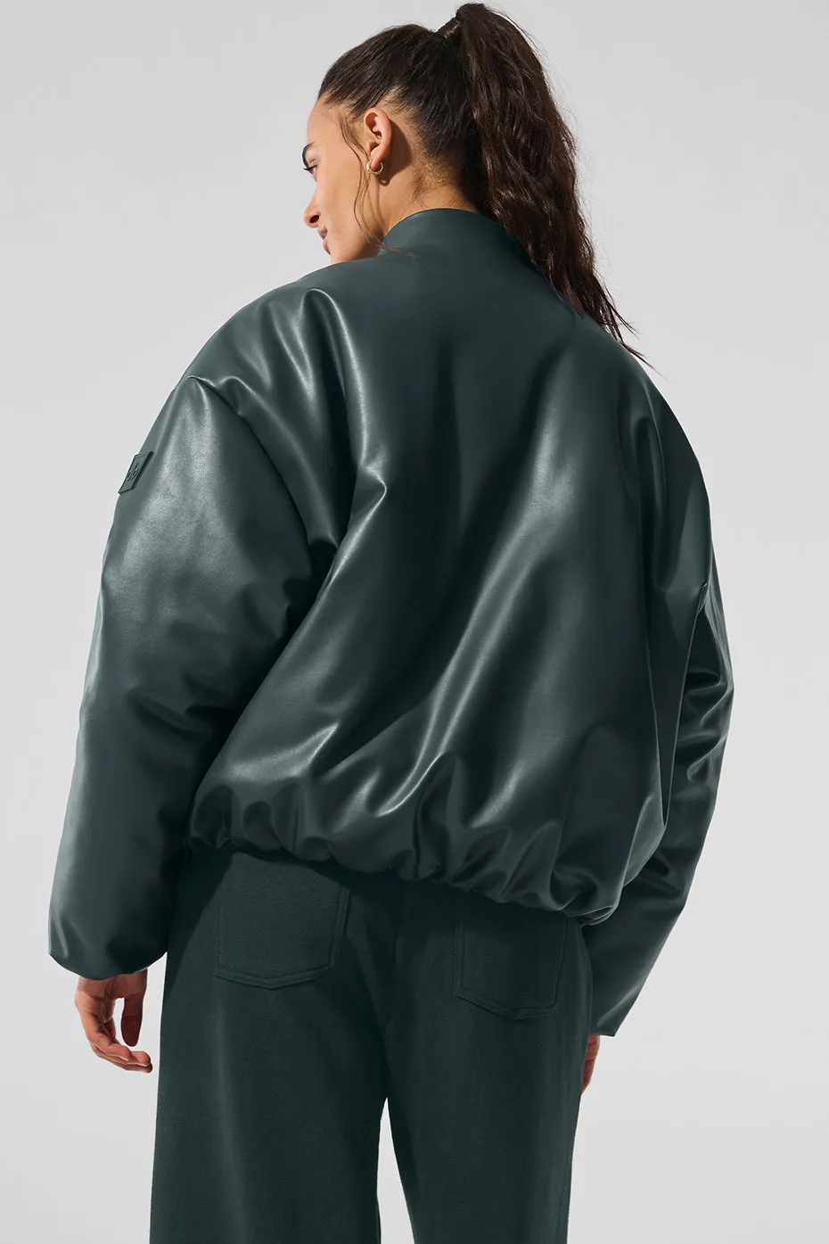 Faux Leather Premier Bomber - Charcoal Green sold by Alo Yoga product image thumbnail 2