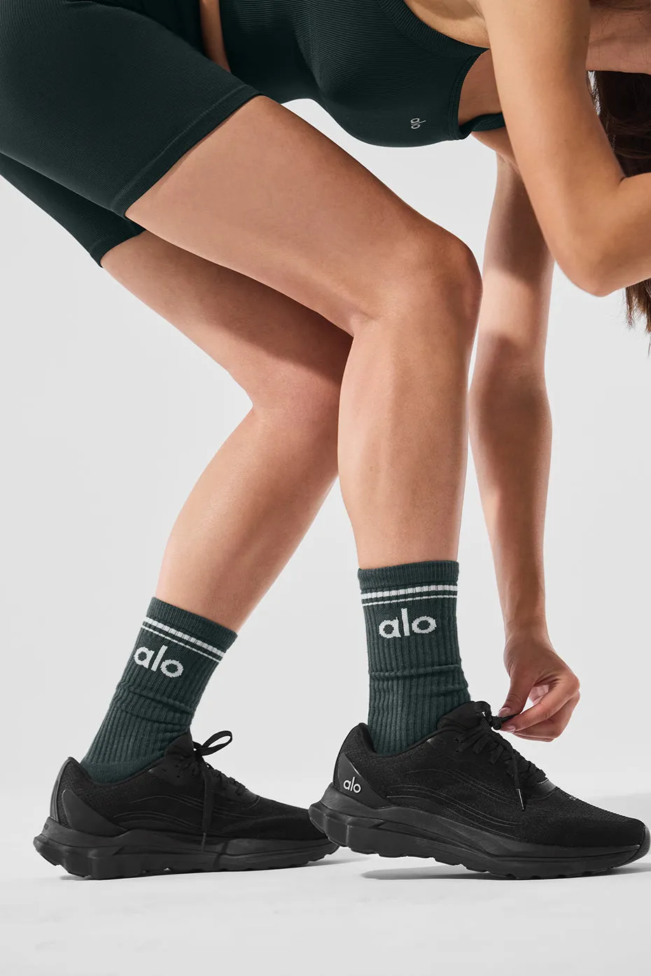 Unisex Throwback Sock - Charcoal Green/Ivory sold by Alo Yoga product image thumbnail 3