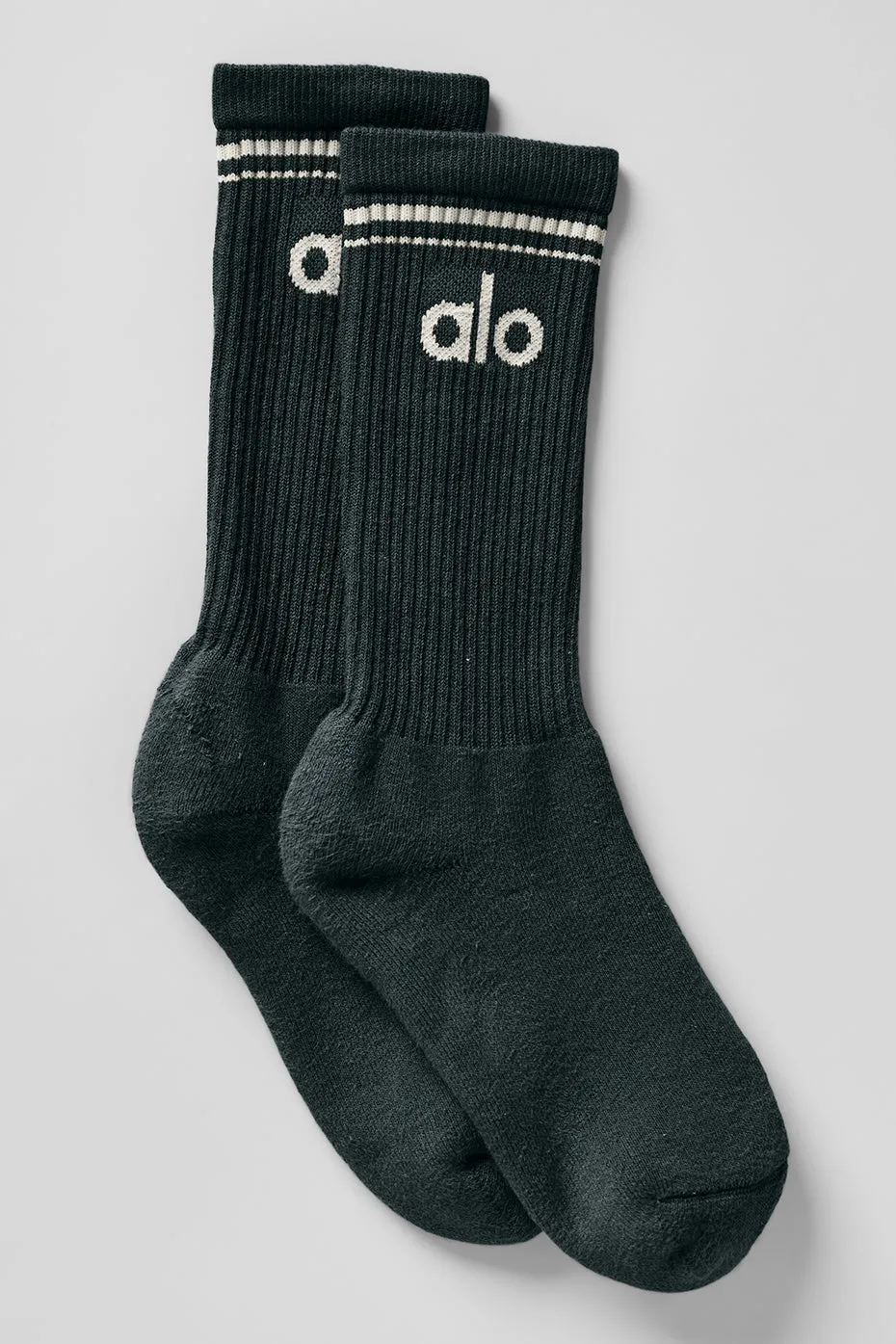 Unisex Throwback Sock - Charcoal Green/Ivory sold by Alo Yoga
