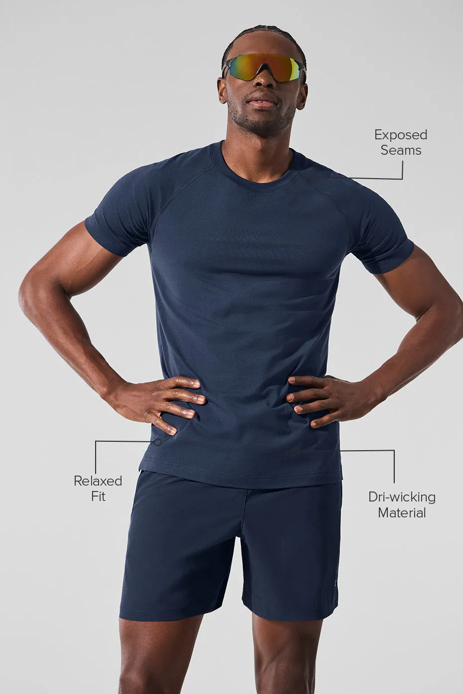 Alo Vapor Crewneck Short Sleeve - Navy sold by Alo Yoga product image thumbnail 2