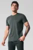 Conquer Reform Crewneck Short Sleeve - Charcoal Green Heather sold by Alo Yoga