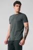 Conquer Reform Crewneck Short Sleeve - Charcoal Green Heather sold by Alo Yoga