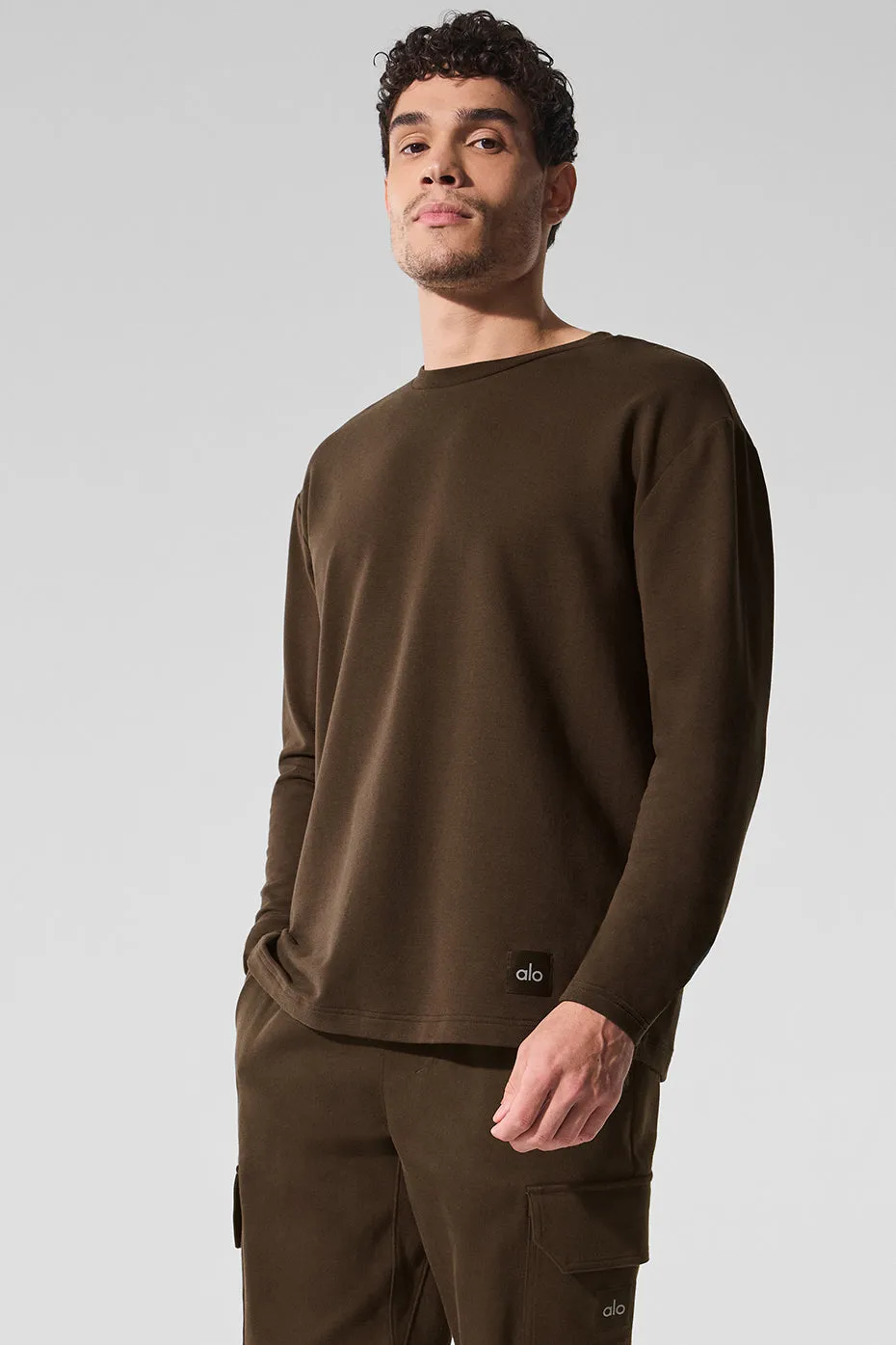Double Take Long Sleeve Crew - Espresso sold by Alo Yoga