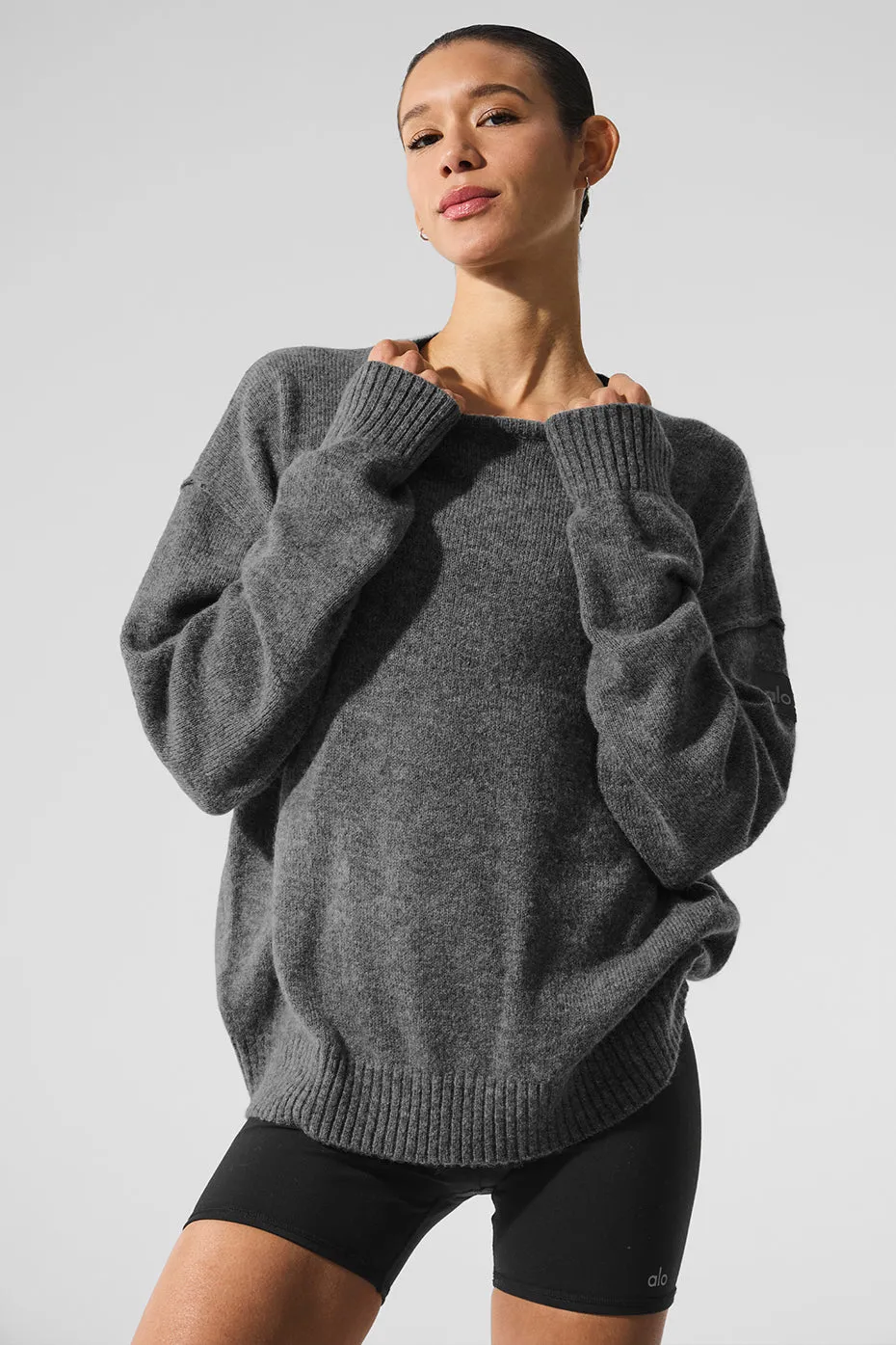 New Class Cashmere Crewneck Sweater - Platinum Grey sold by Alo Yoga