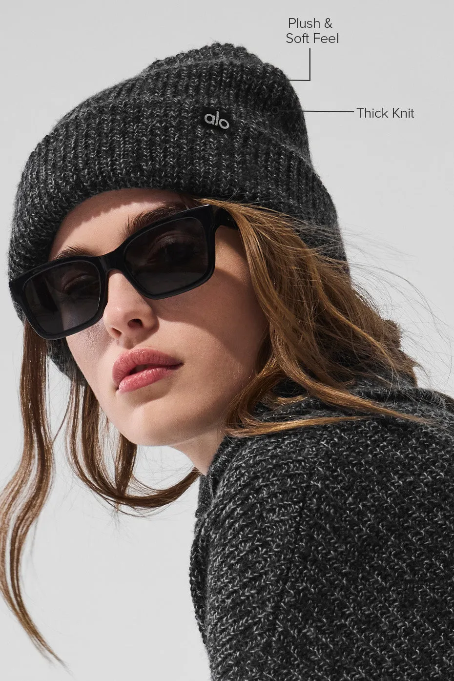 Marl Beanie - Black Marl sold by Alo Yoga product image thumbnail 2