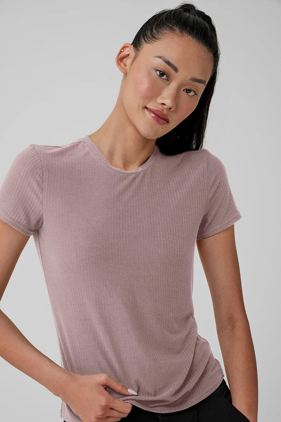 Ribbed Sea Coast Tee - Mushroom Heather sold by Alo Yoga product image thumbnail 4