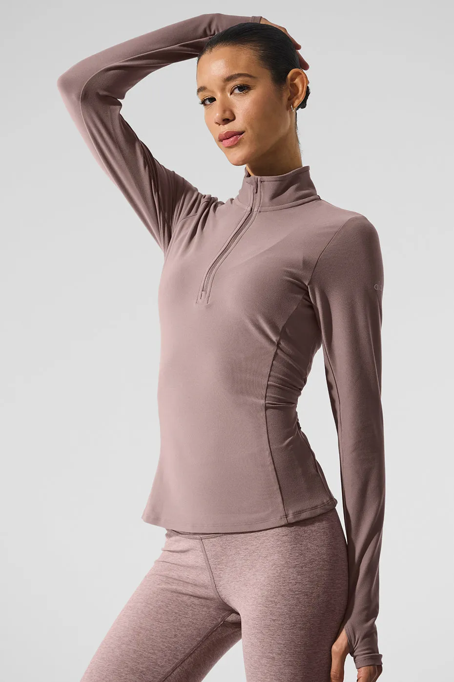 Alosoft 1/2 Zip Rapid Pullover - Mushroom sold by Alo Yoga product image thumbnail 4