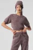 Marl Sweater Short Sleeve - Mushroom Marl sold by Alo Yoga