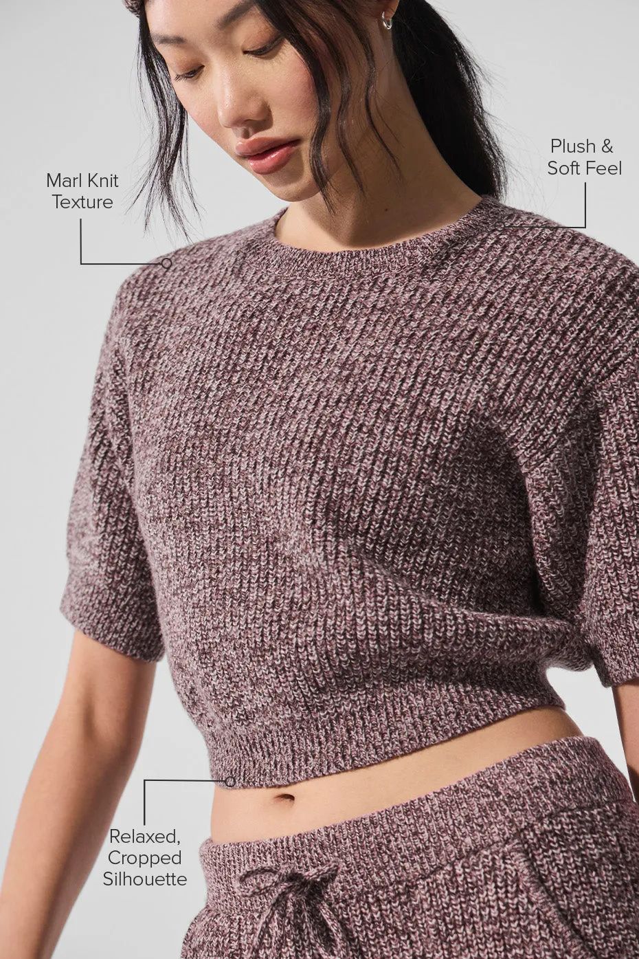Marl Sweater Short Sleeve - Mushroom Marl sold by Alo Yoga product image thumbnail 2