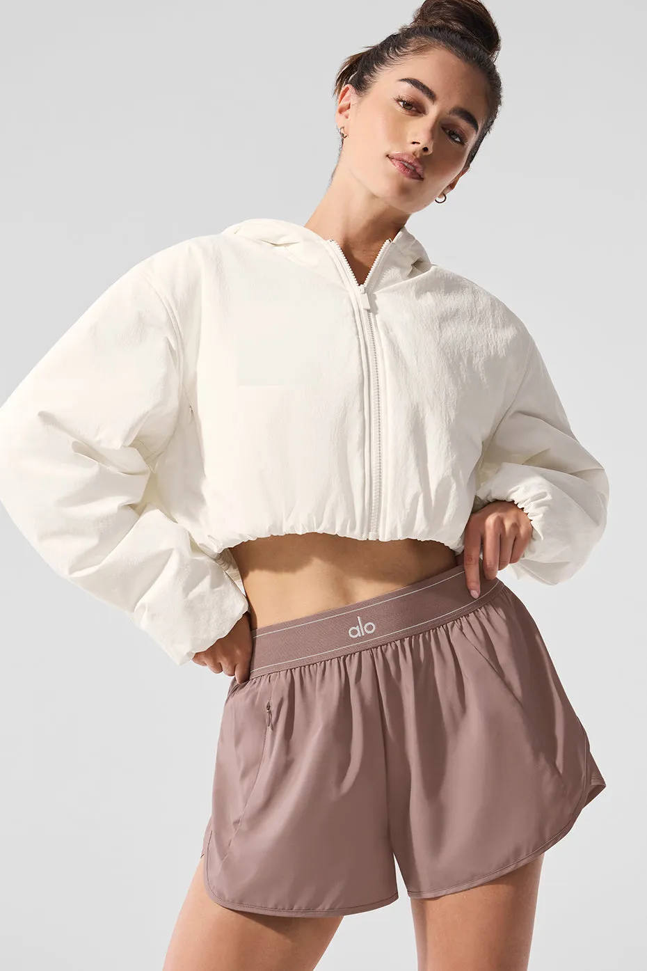 Cropped Mountain Peak Full-Zip Hoodie - Ivory sold by Alo Yoga