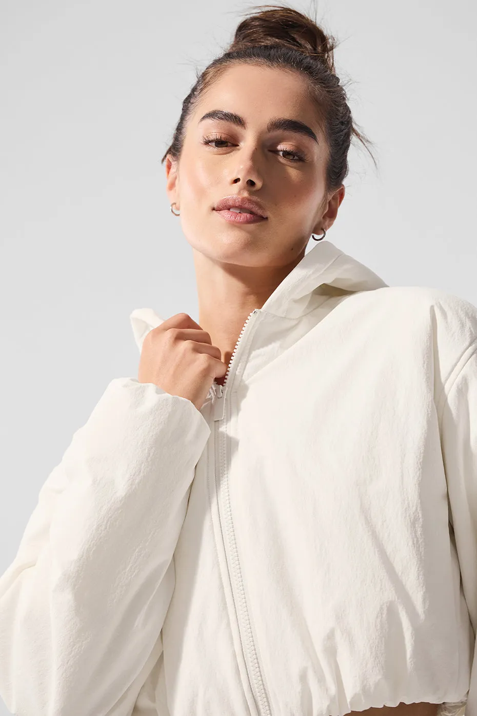 Cropped Mountain Peak Full-Zip Hoodie - Ivory sold by Alo Yoga product image thumbnail 4