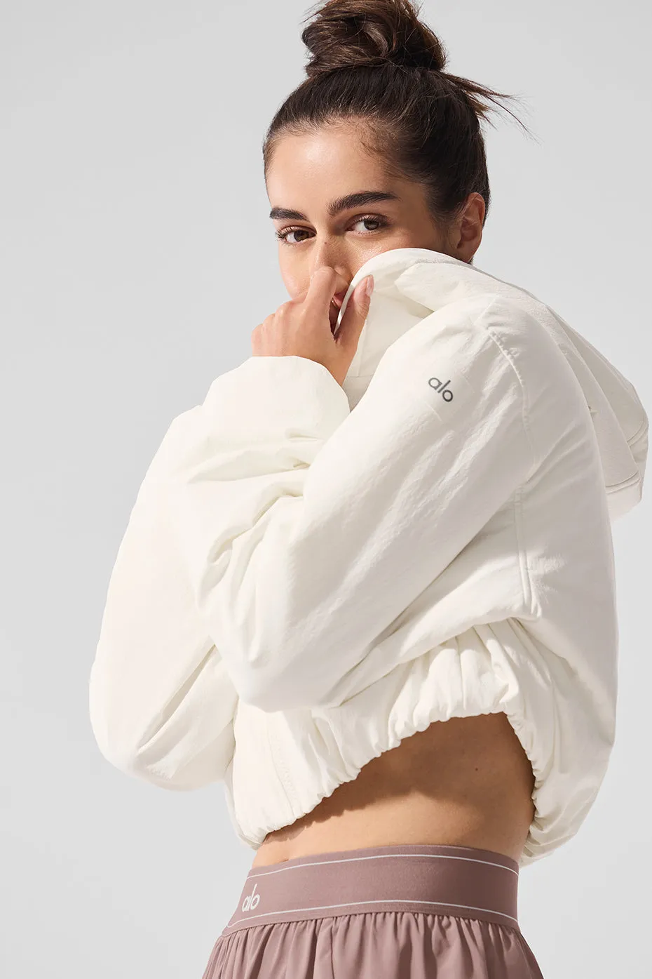 Cropped Mountain Peak Full-Zip Hoodie - Ivory sold by Alo Yoga product image thumbnail 5