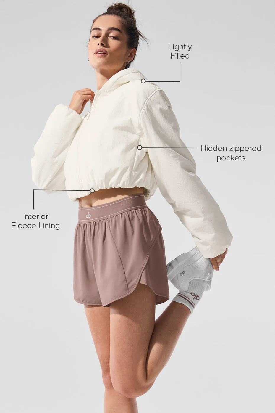 Cropped Mountain Peak Full-Zip Hoodie - Ivory sold by Alo Yoga product image thumbnail 2