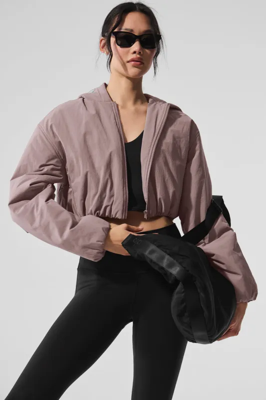 Cropped Mountain Peak Full-Zip Hoodie - Mushroom sold by Alo Yoga