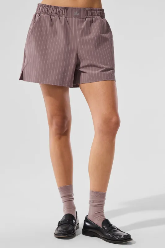 Pinstripe Daylight Boxer Short - Mushroom/Ivory sold by Alo Yoga