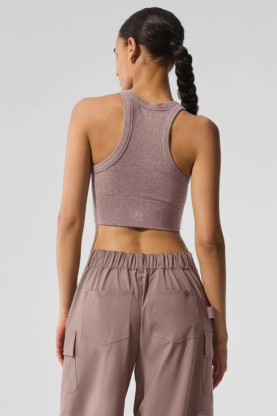 Seamless Delight High Neck Bra - Mushroom Heather sold by Alo Yoga product image thumbnail 2