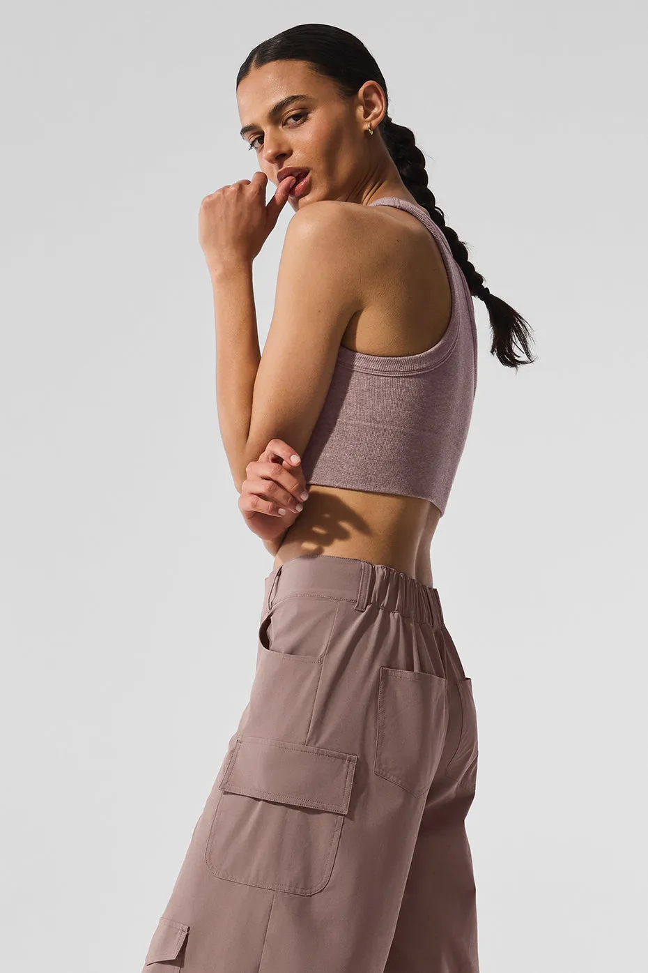 Seamless Delight High Neck Bra - Mushroom Heather sold by Alo Yoga product image thumbnail 3