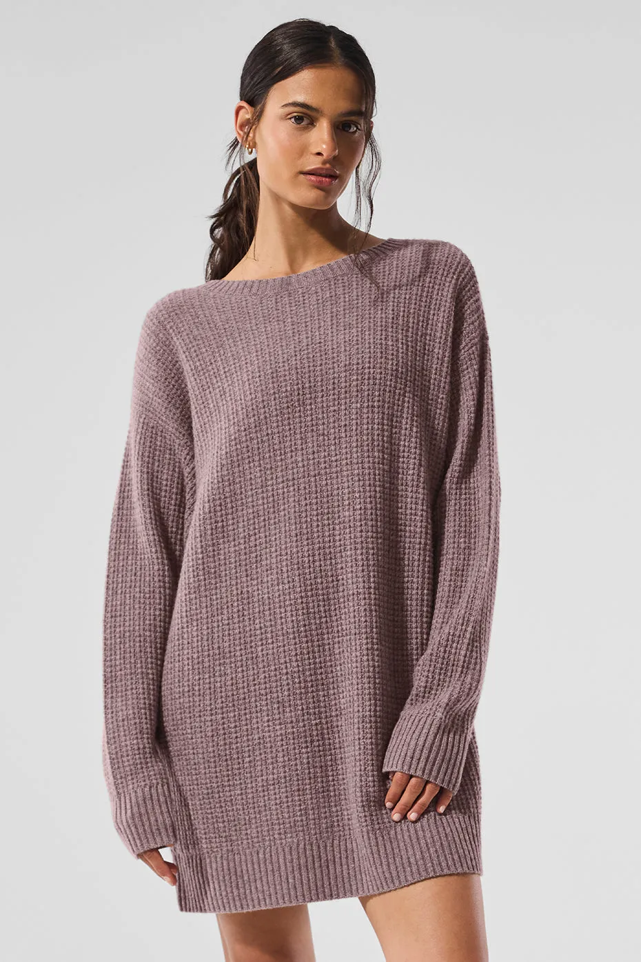Cashmere Plush Waffle Dress - Mushroom Heather sold by Alo Yoga