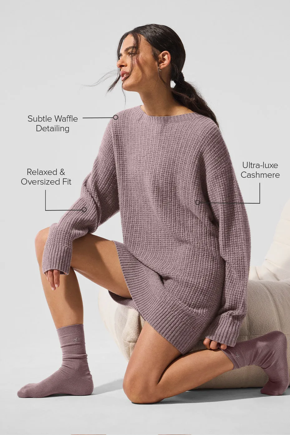 Cashmere Plush Waffle Dress - Mushroom Heather sold by Alo Yoga product image thumbnail 2