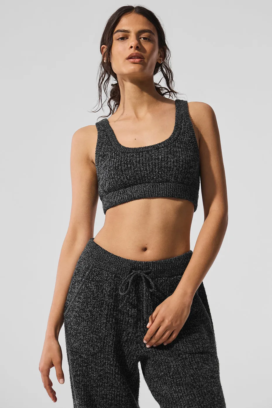 Marl Sweater Bra - Black Marl sold by Alo Yoga product image thumbnail 4