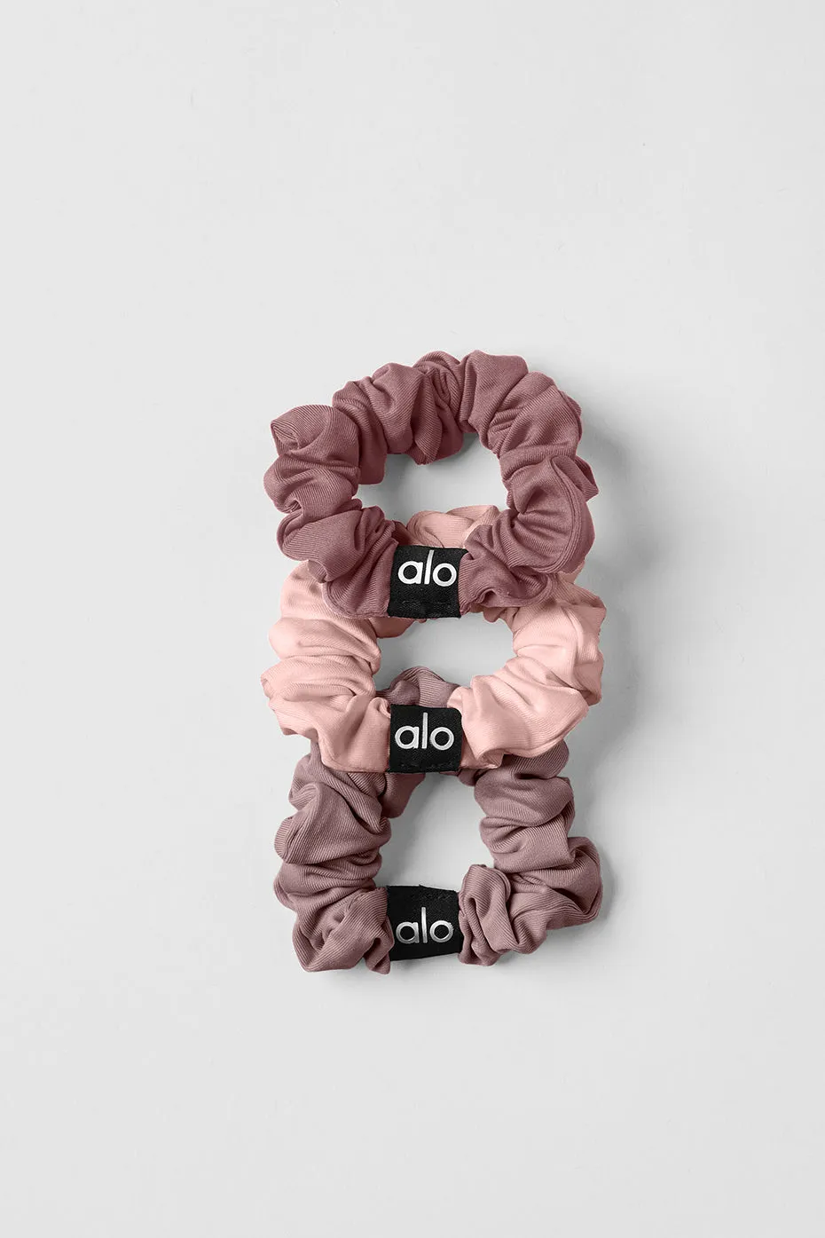 Fresh Mini Scrunchie 3-Pack - Mushroom/Pink Quartz/Smoky Quartz sold by Alo Yoga