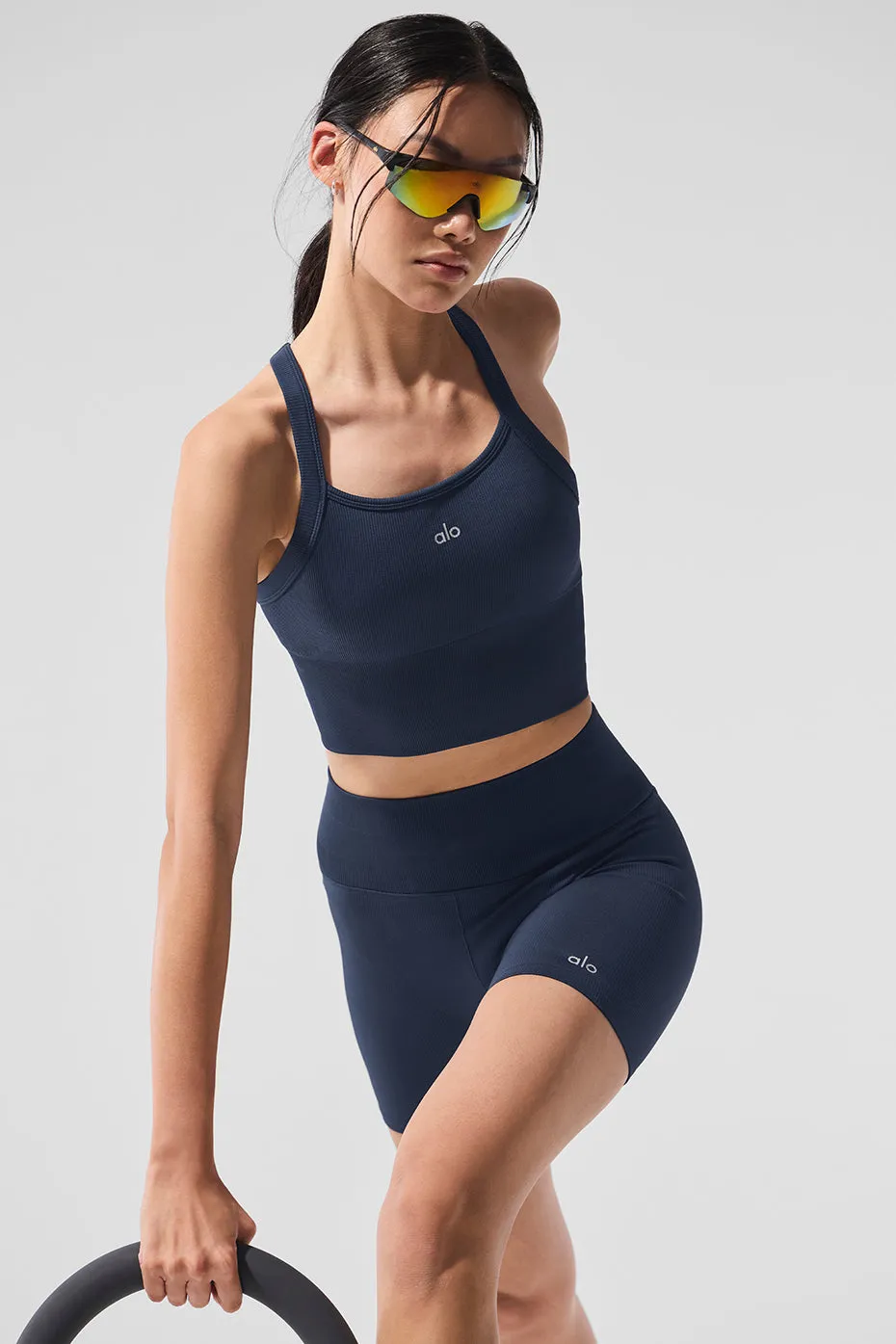 Seamless Ribbed Favorite Bra Tank - Navy sold by Alo Yoga product image thumbnail 5